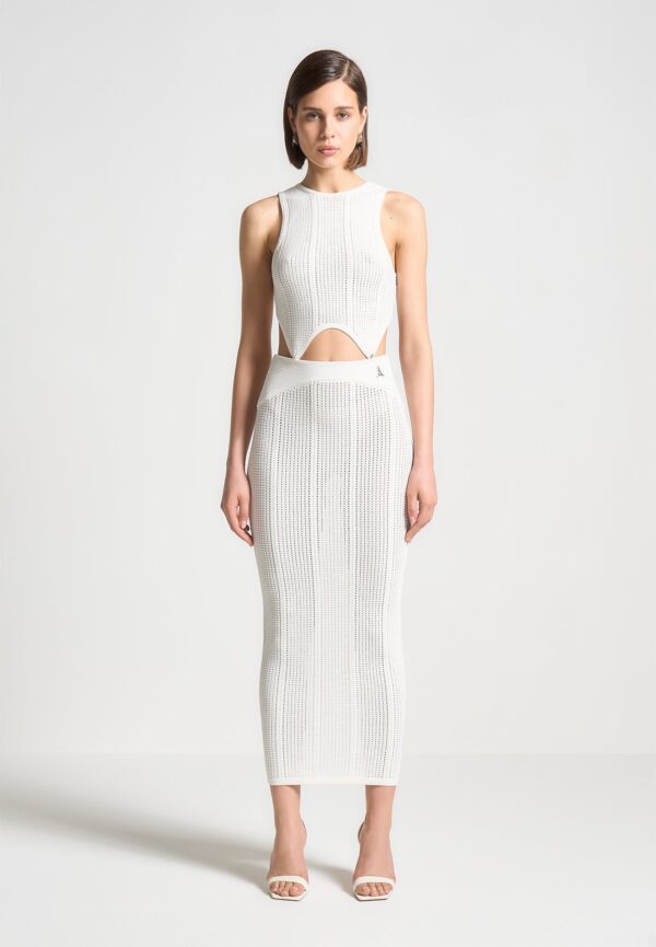 2-In-1 Knitted Midaxi Dress - White - Image 9