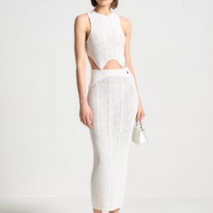 2-In-1 Knitted Midaxi Dress - White