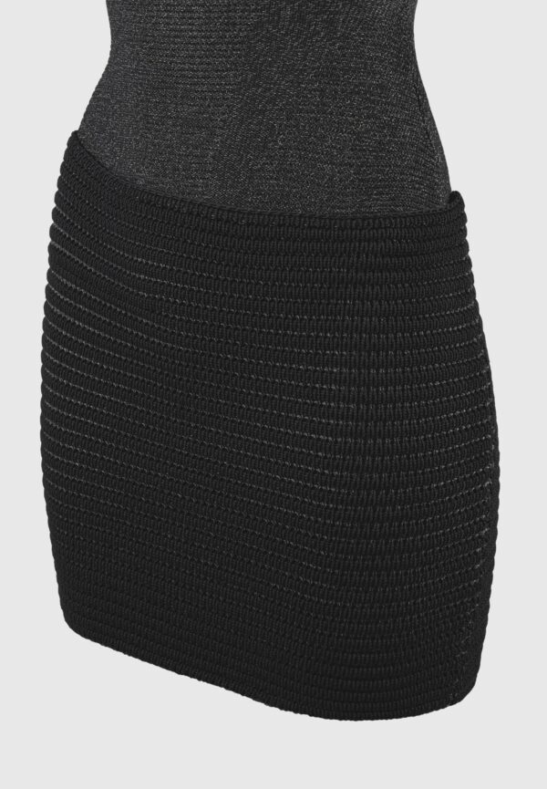 Asymmetric Knit Mini Dress - Black Marl - Image 5