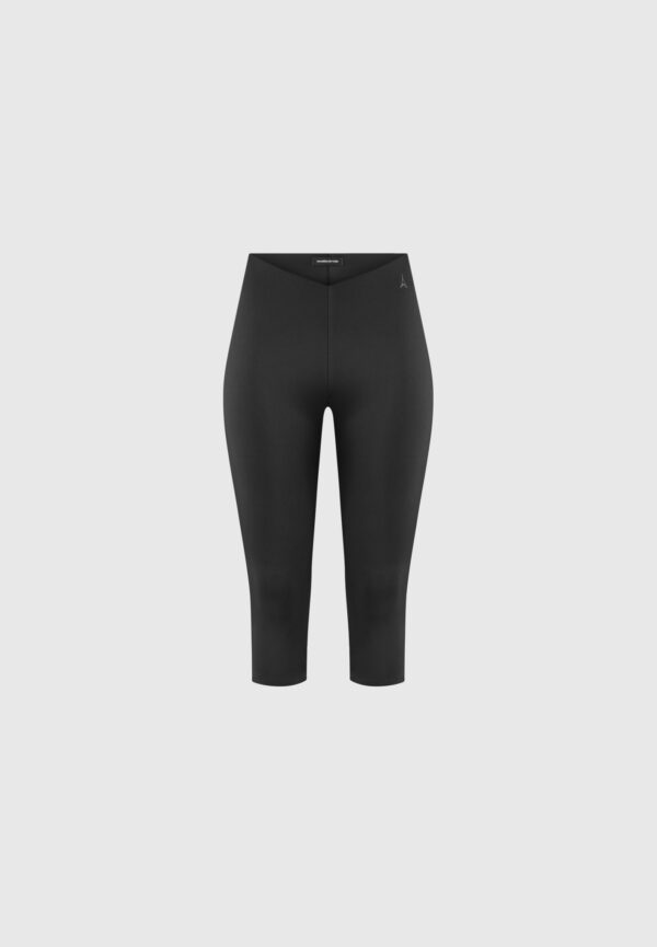 Angled Waist Capri Leggings - Black - Image 5