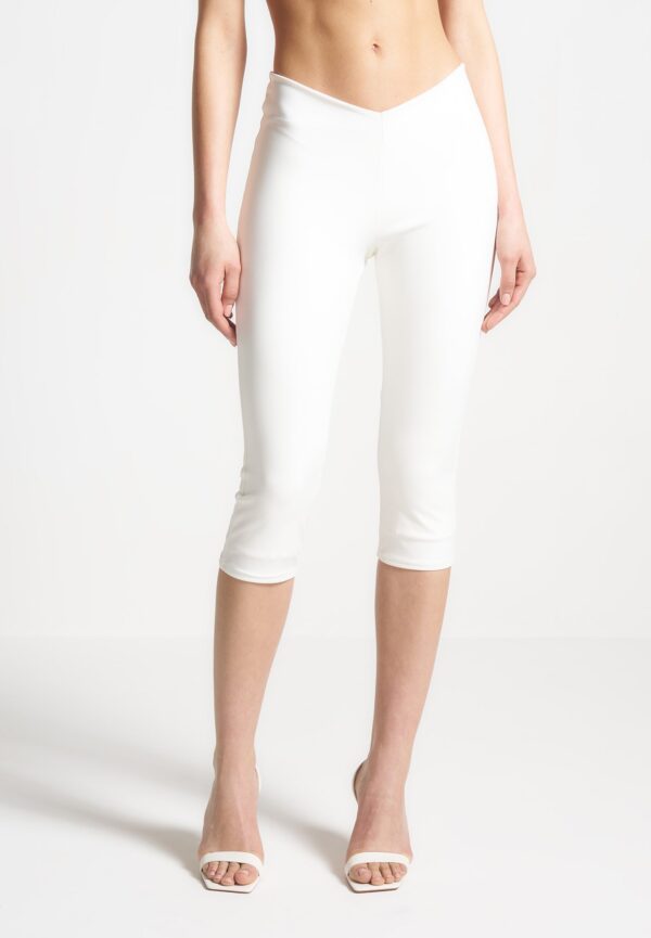 Angled Waist Capri Leggings - Off White - Image 4