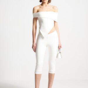 Angled Waist Capri Leggings - Off White