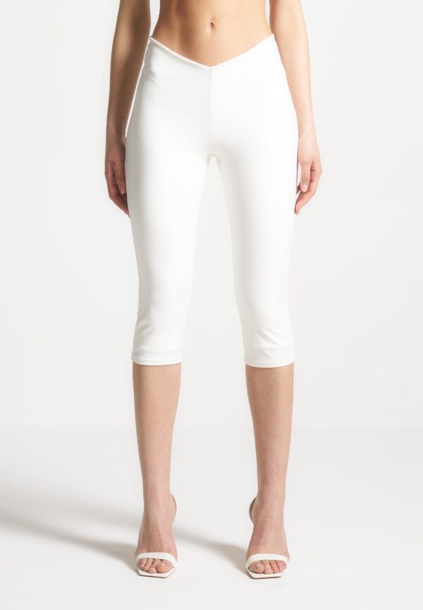 Angled Waist Capri Leggings - Off White - Image 2