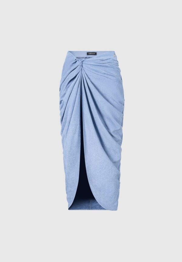 Asymmetric Drape Midaxi Skirt - Blue - Image 7