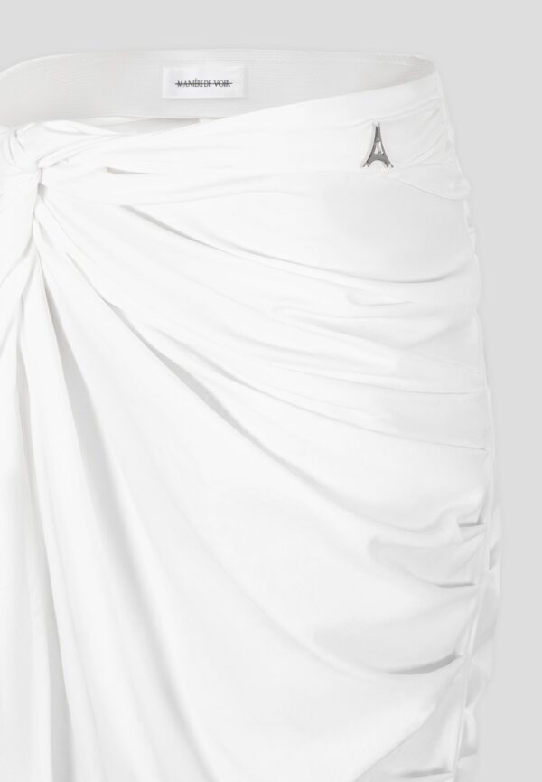Asymmetric Drape Midaxi Skirt - White - Image 6