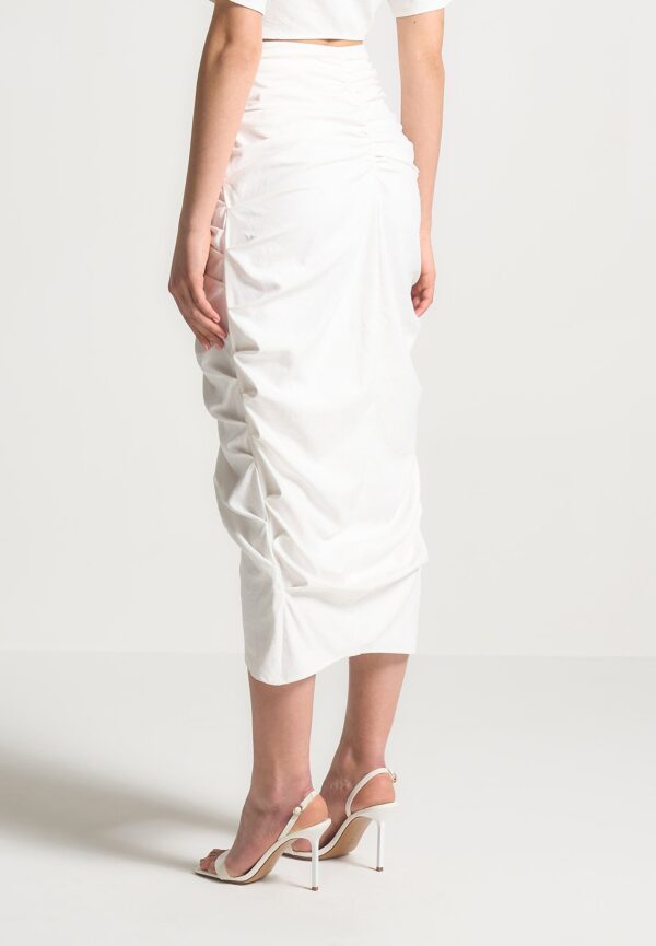 Asymmetric Drape Midaxi Skirt - White - Image 3