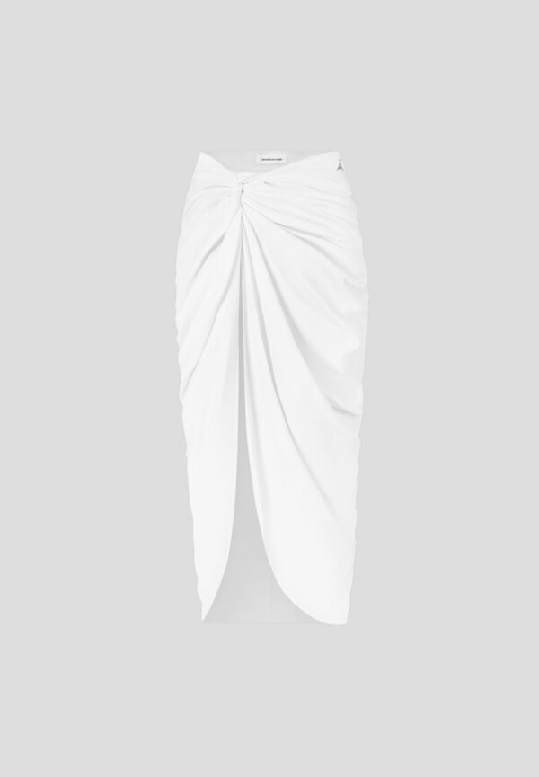 Asymmetric Drape Midaxi Skirt - White - Image 5